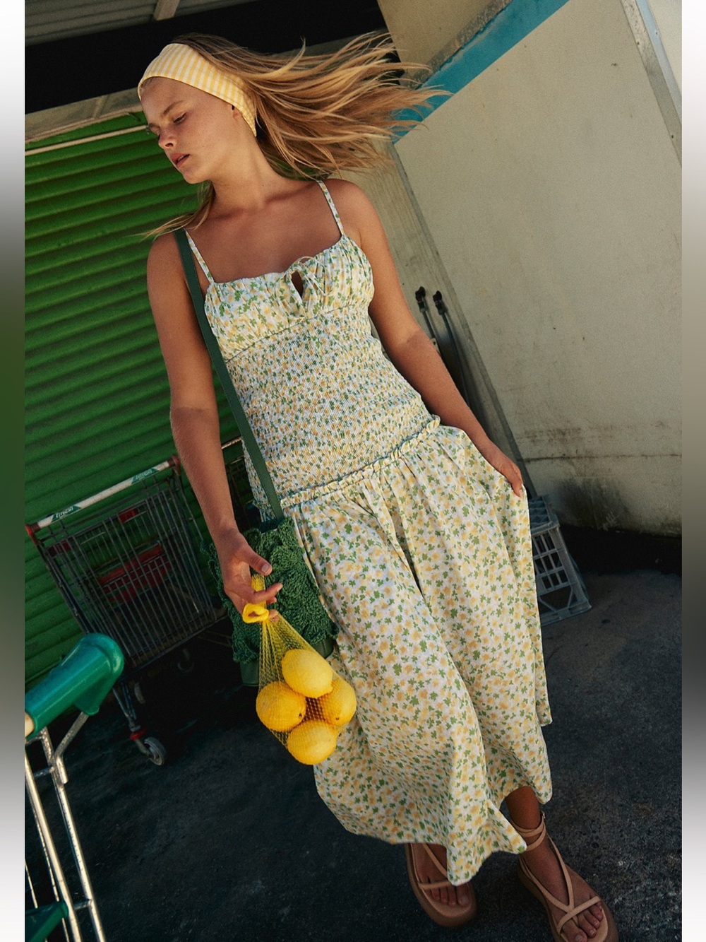 NWT FREE PEOPLE Lavender Daze Dress Green Floral Print M